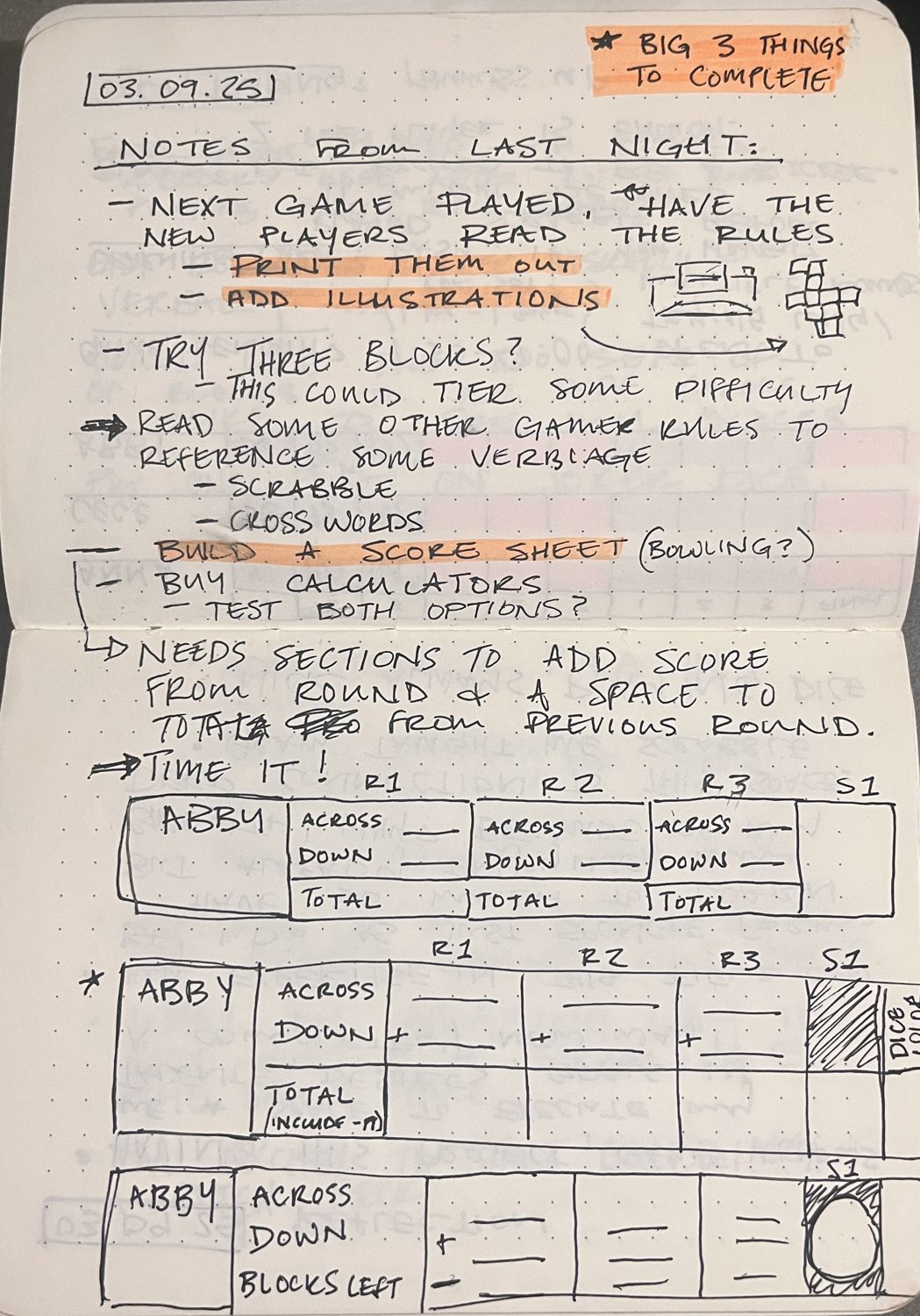 Playtest notebook spread 2