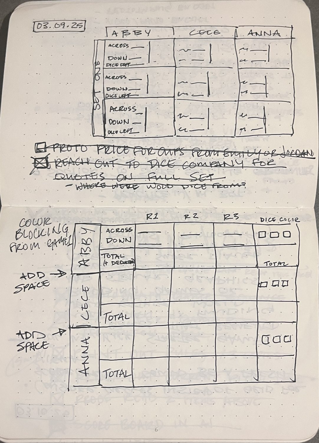 Playtest notebook spread 3