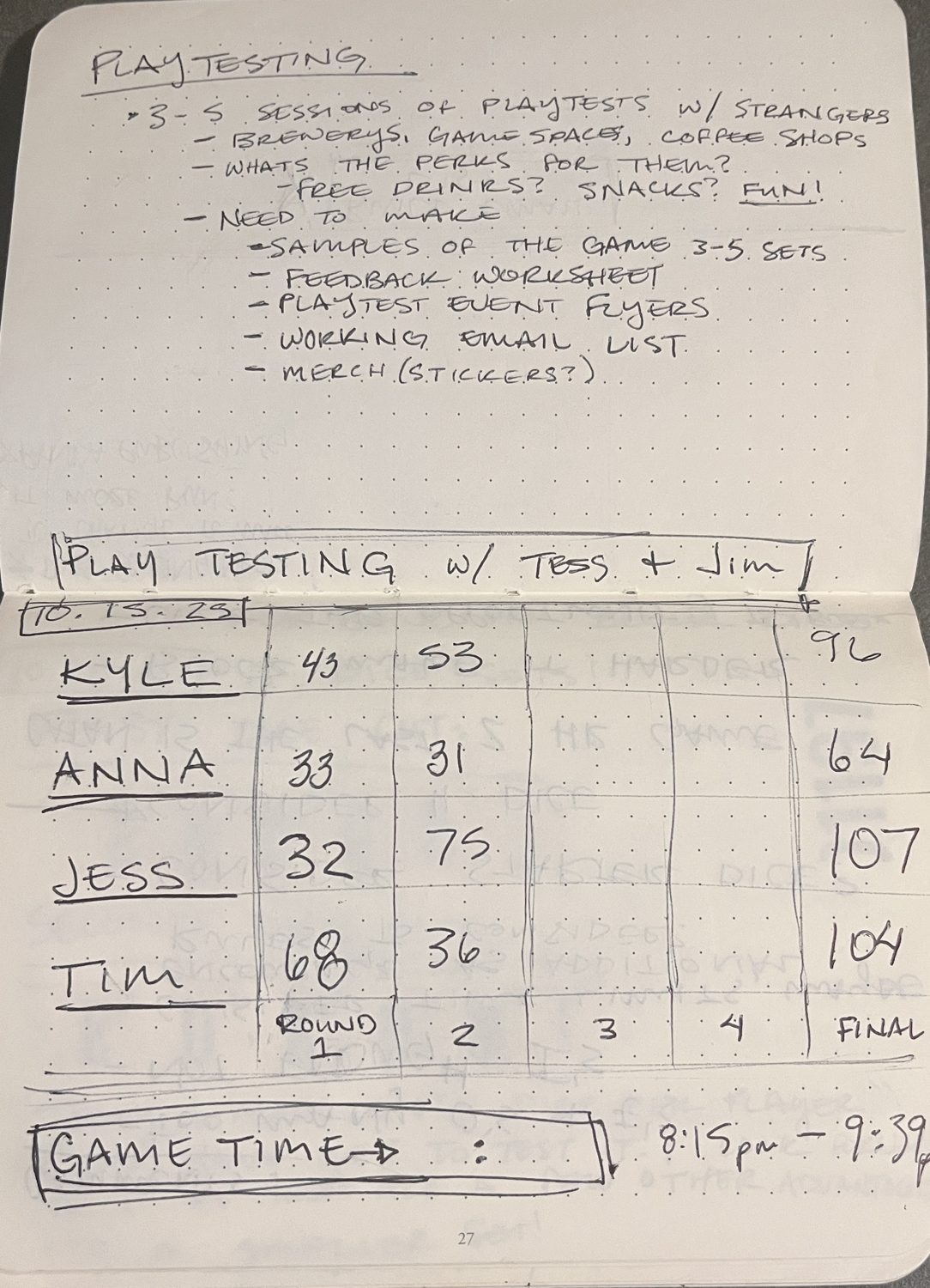 Playtest notebook spread 12