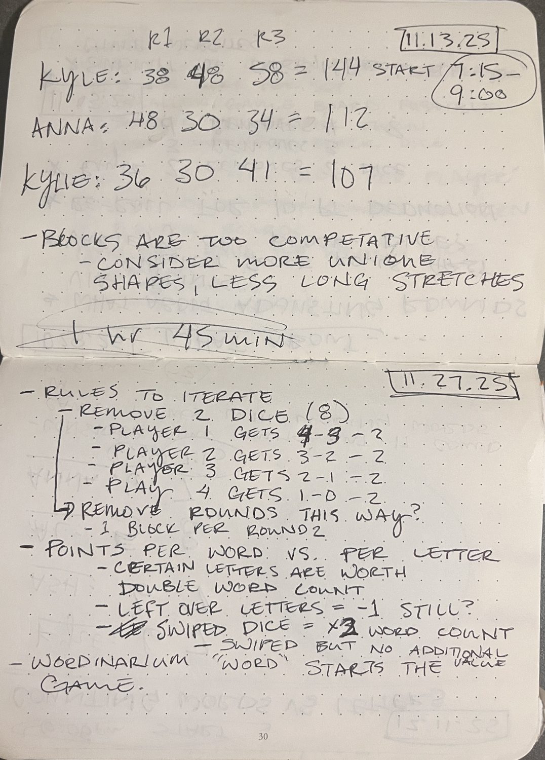 Playtest notebook spread 15
