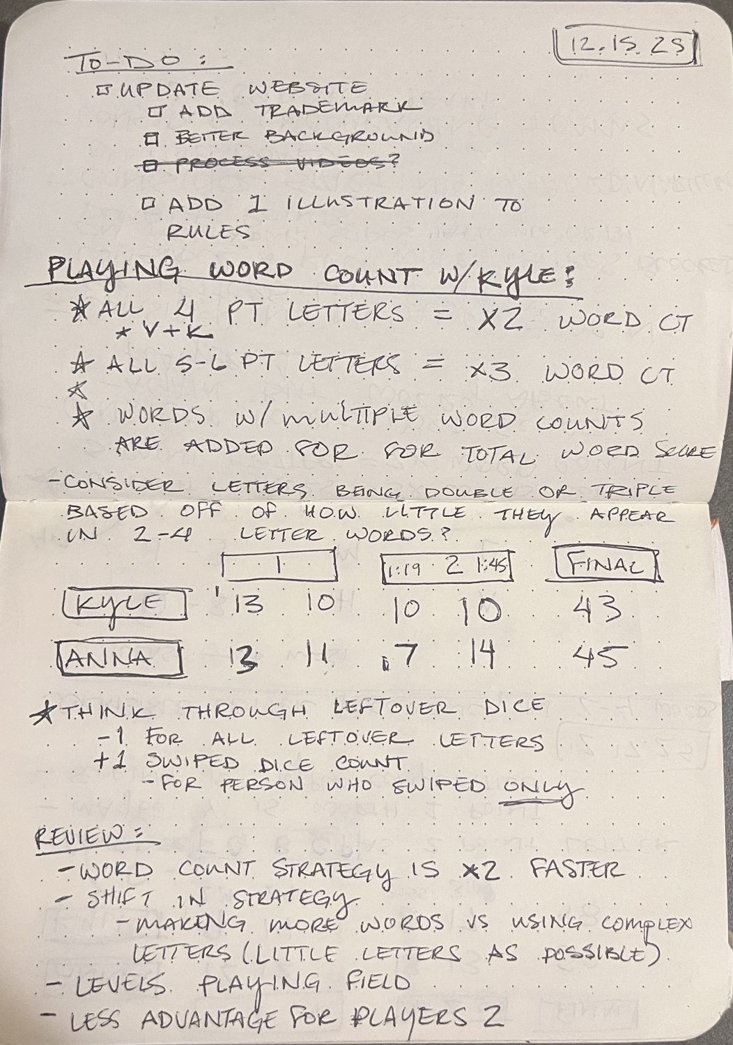 Playtest notebook spread 17