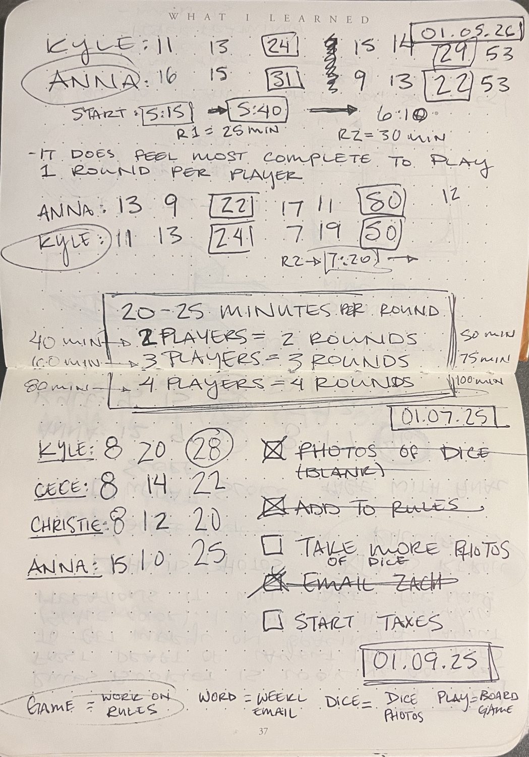Playtest notebook spread 20